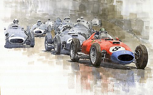 Red Car Ferrari 801Mike Hawthorn German GP 1957