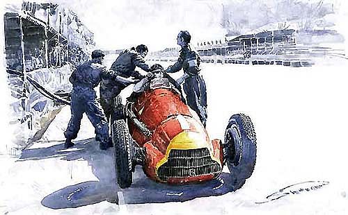 Pit Stop Alfa Romeo158 British GP 1950 J M Fangio