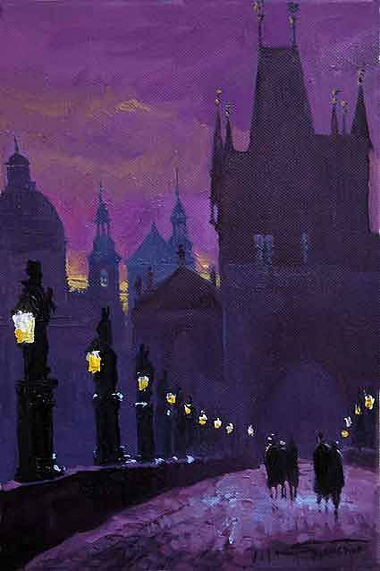 Prague Charles Bridge Violet 01