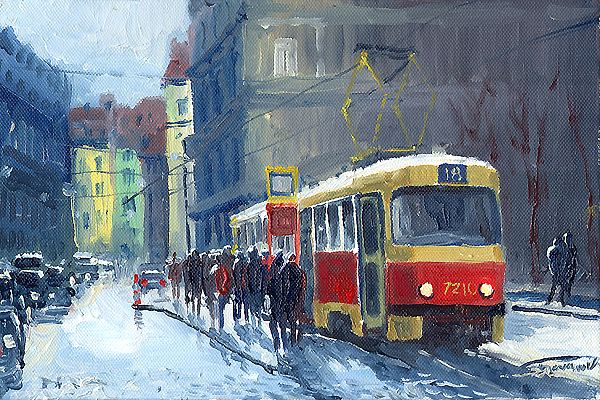 Prague Red Tram 18