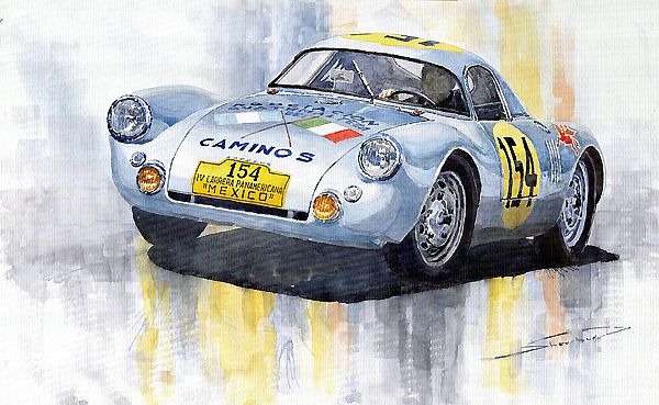 Porsche 550 Coupe #154 Carrera Panamericana 1953 J Juhan A Asturias-Hall