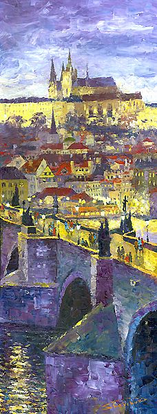 Prague Violet Panorama Charles Bridge