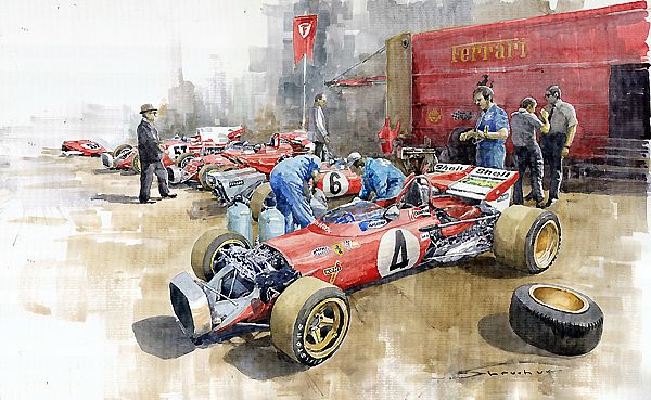 Scuderia Ferrari Paddock Spanish GP 1971 Ferrari 312B2