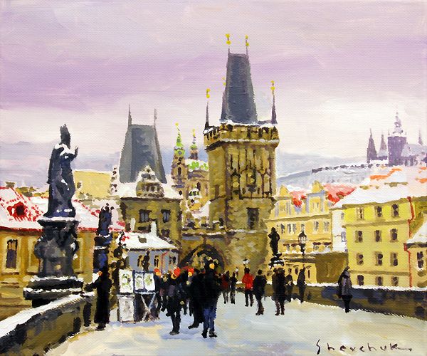 Prague Gharles Bridge Winter