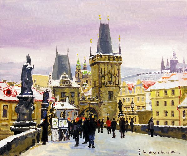 Prague Gharles Bridge Winter