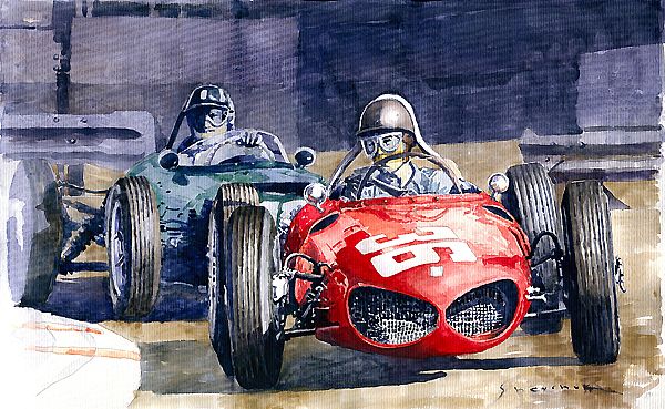 1961 Monaco GP #36 Ferrari 156 Ginther  #18 BRM Climax P48 G Hill