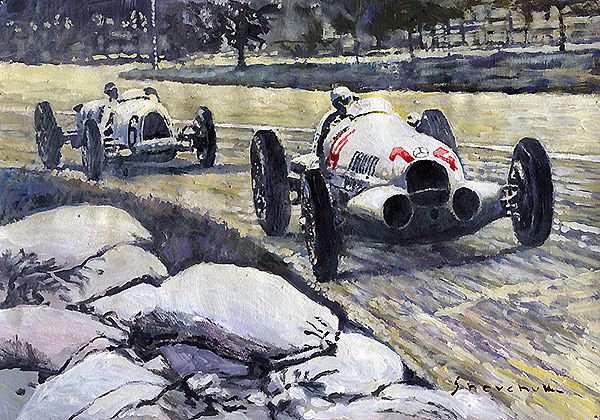 1937 Rudolf Caracciola winning Swiss GP W 125