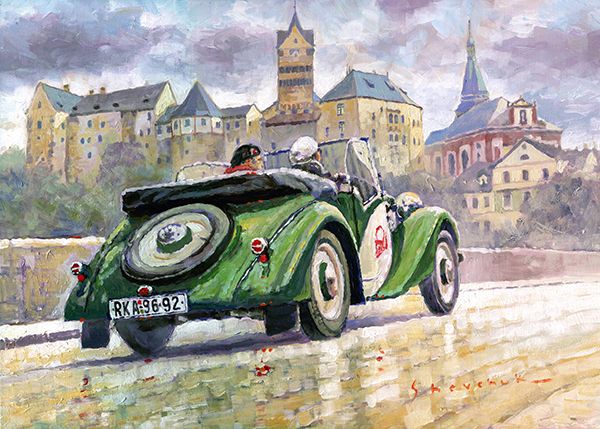 1936 Praga Baby roadster and Loket Kastle (CZ)