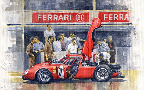 1965 Le Mans 24 Pit Stop Ferrari 250 LM Gregory Rindt winner