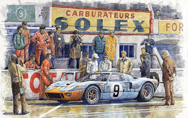 1968 Le Mans 24 Pit Stop #9 Ford GT 40 Rodrigues Bianchi winner