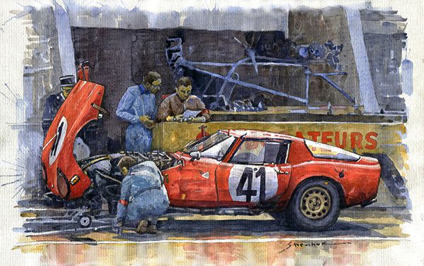 1965 Le Mans 24 Pit Stop Alfa Romeo Giulia TZ2