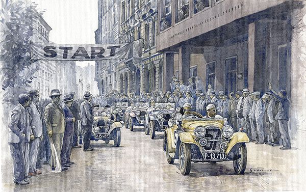 1933 Prague Start 1000 mil CSK Aero 18HP-750 #57 Formanek Vidra.