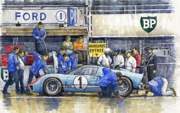 1966 Le Mans 24 Ford GT40 MkII Ken Miles Denny Hulme Pit Stop variant