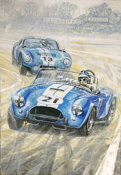 1965  Shelby American winning the FIA World Manufacturer’s GT Championship. Daytona Coupe #13 Gurney chasing a FIA Cobra Roadster #21 Bondurant